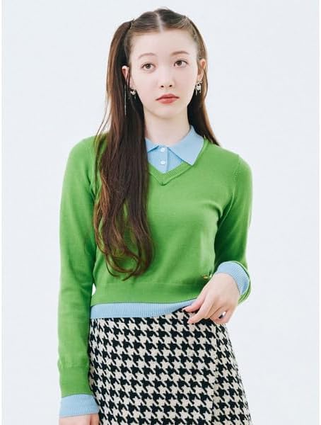 Amazon | シャツレイヤードニットトップス LWNT254092BORDERF | シャツ